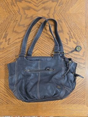 The Sak Pebbled Leather Shoulder Bag in Dark Brown